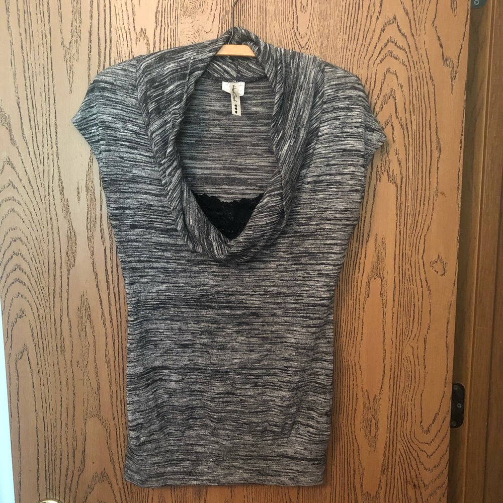 Black and White Blouse with builtin camisole